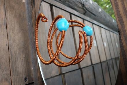 Copper Wrap Bangle with blue bead